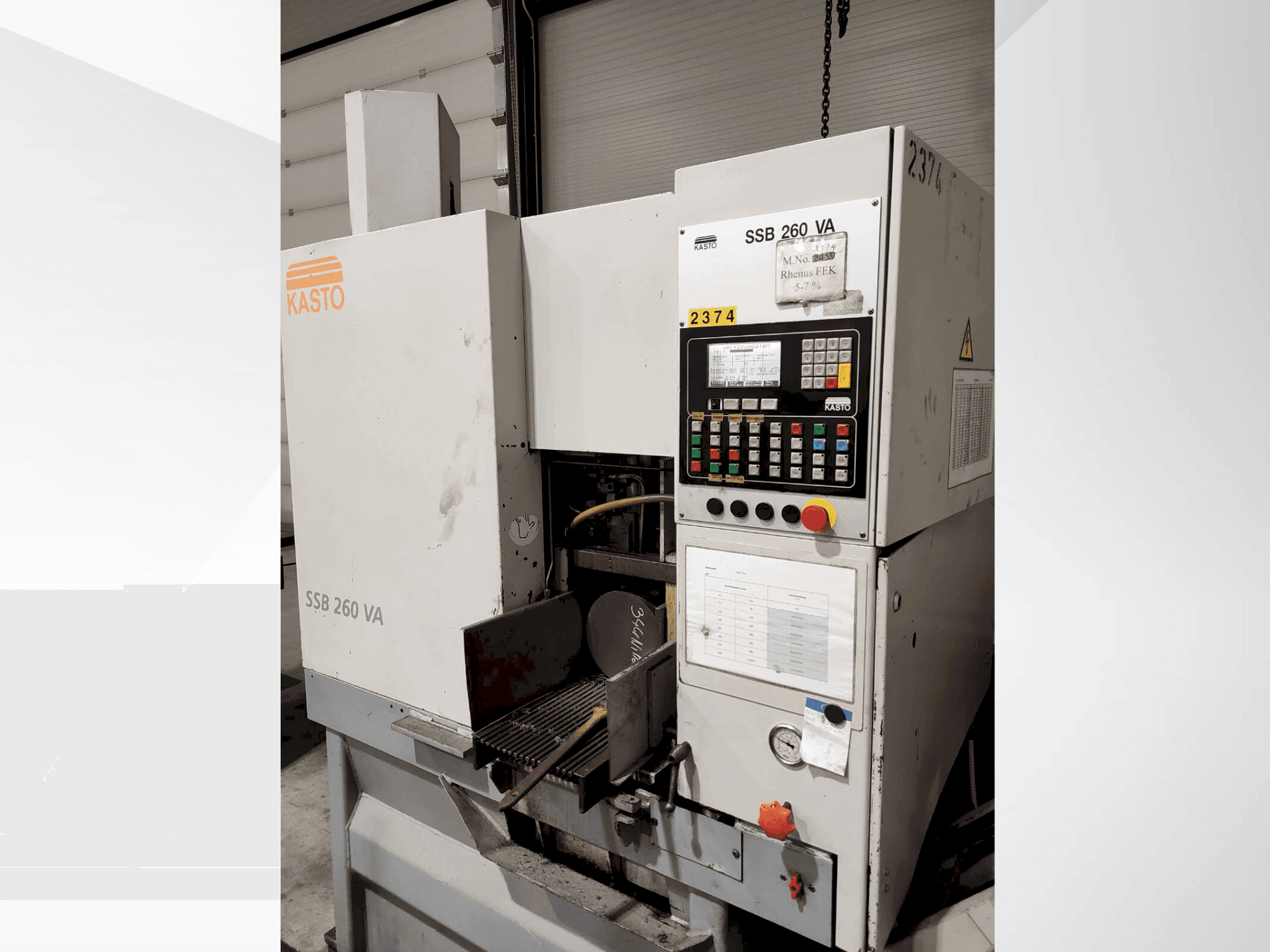 Vista Frontal da KASTO SSB 260 VA máquina